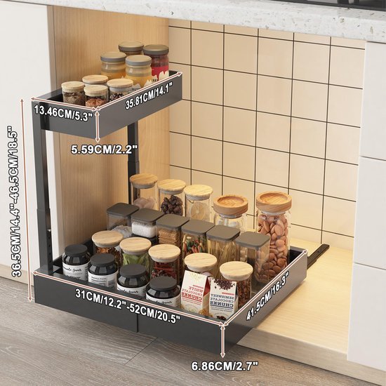 Ibenzoa® Ruimtebesparende organiser met verstelbare lades voor onder de gootsteen