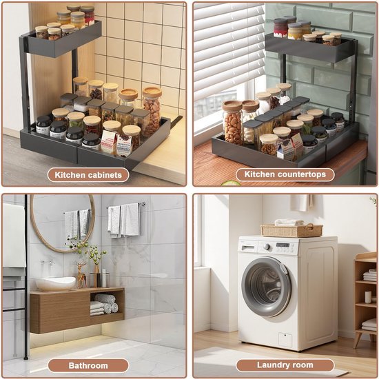 Ibenzoa® Ruimtebesparende organiser met verstelbare lades voor onder de gootsteen