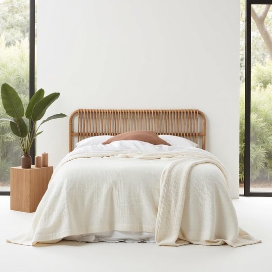 Ibenzoa® Grote katoenen mousseline deken voor bed en bank in parelgroen ontwerp