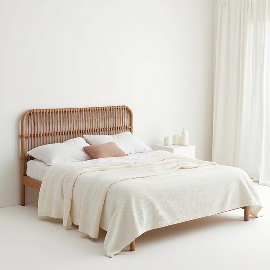 Ibenzoa® Grote katoenen mousseline deken voor bed en bank in parelgroen ontwerp