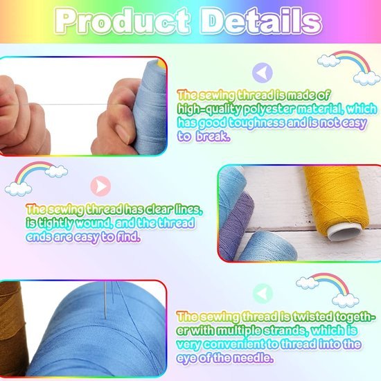 Ibenzoa® Set van 30 Kleurrijke Polyester Naaigarens voor Hand- en Machinaal Naaien