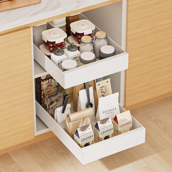 Ibenzoa® Uittrekbare telescopische opberglade voor keuken, eetkamer en badkamer