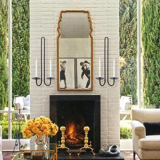 Ibenzoa® Set van twee stijlvolle metalen wandkandelaars voor sfeervolle decoratie