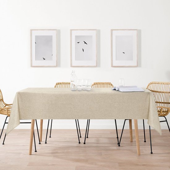 Ibenzoa® Beige tafelkleed met linnenlook voor diverse gelegenheden 135 x 135 cm