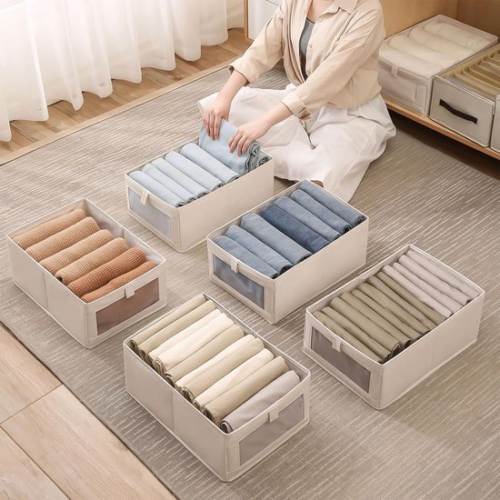 Ibenzoa® Stoffen opvouwbare opbergdozen met venster voor georganiseerde opslag