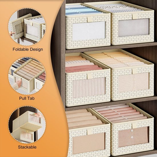 Ibenzoa® Stoffen opvouwbare opbergdozen met venster voor georganiseerde opslag