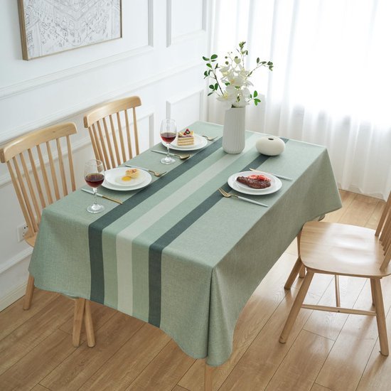 Ibenzoa® Elegant gestreept linnen tafelkleed waterafstotend voor binnen en buiten
