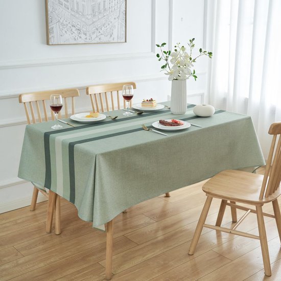 Ibenzoa® Elegant gestreept linnen tafelkleed waterafstotend voor binnen en buiten