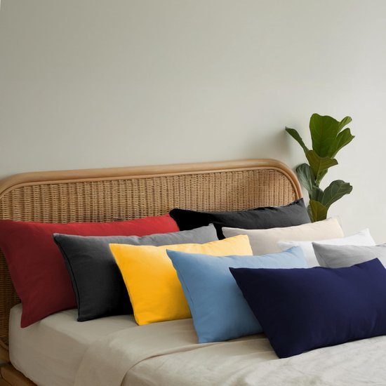 Ibenzoa® Set van 2 ademende en rekbare kussenslopen van jersey katoen 50 x 50 cm