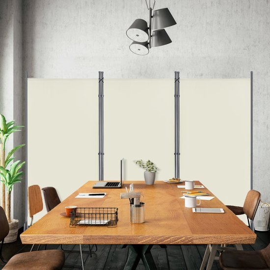 Ibenzoa® Inklapbare driedelige ruimteverdeler voor binnen en buiten in beige kleur