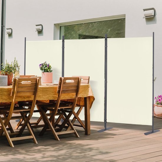 Ibenzoa® Inklapbare driedelige ruimteverdeler voor binnen en buiten in beige kleur