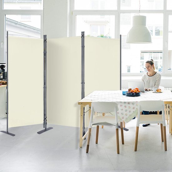 Ibenzoa® Inklapbare driedelige ruimteverdeler voor binnen en buiten in beige kleur