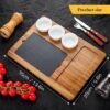 Ibenzoa® Stijlvolle Serveerset van Acaciahout en Keramiek voor Vlees, Kaas, Tapas en Meer