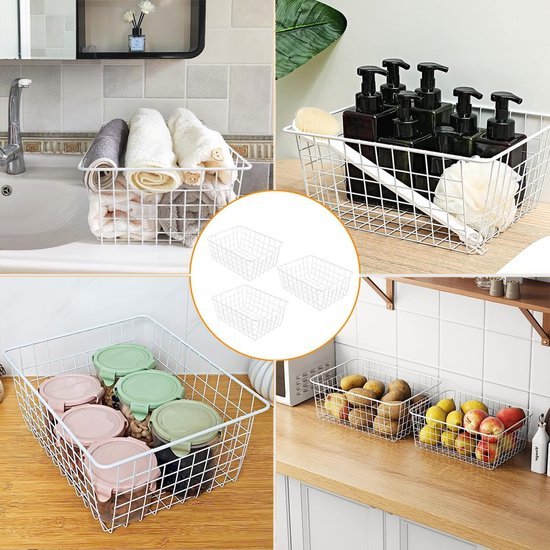 Ibenzoa® Set van drie metalen draadmanden voor veelzijdige opbergruimte in huis