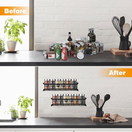 Ibenzoa® Ruimtebesparend kruidenrek met vier etages voor wandmontage in de keuken