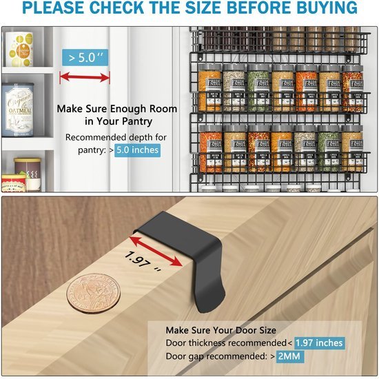 Ibenzoa® Ruim kruidenrek met zes niveaus voor wand- en deurmontage in keuken