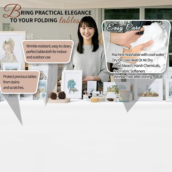 Ibenzoa® Set van 2 wasbare tafelkleden voor klaptafels en evenementen