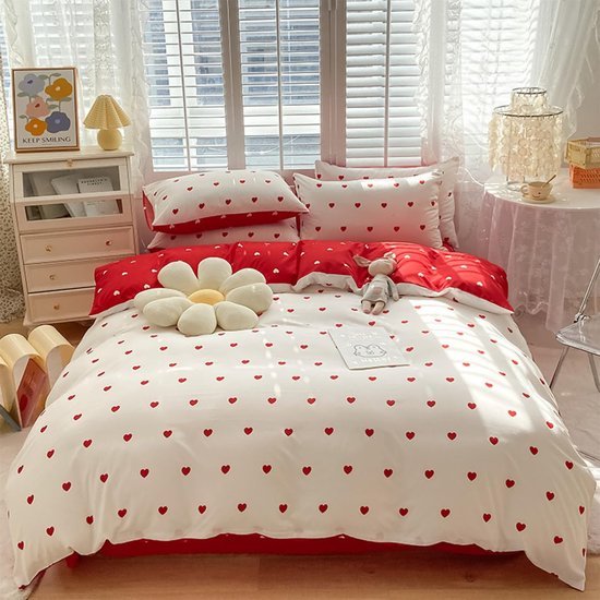 Ibenzoa® Romantisch dekbedovertrekset met hartmotief voor een sfeervol interieur