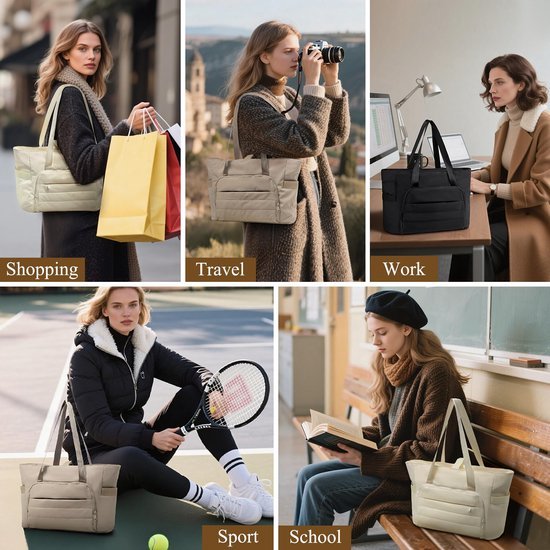 Ibenzoa® Stijlvolle en Ruime Shopper Handtas met Laptopvak voor Dames