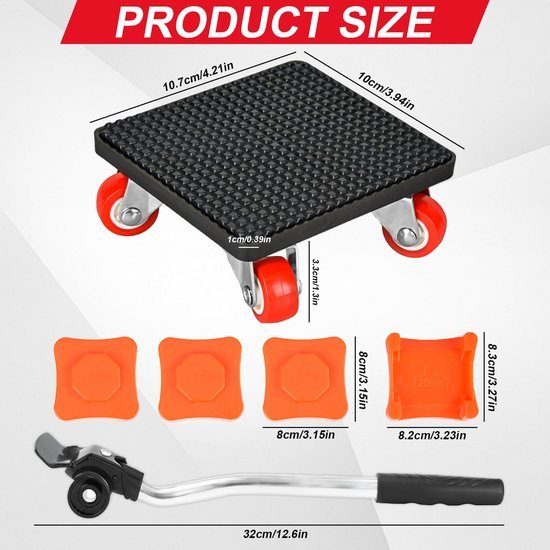 Ibenzoa® Meubeltransportset met 360 graden draaibare wielen voor zware objecten