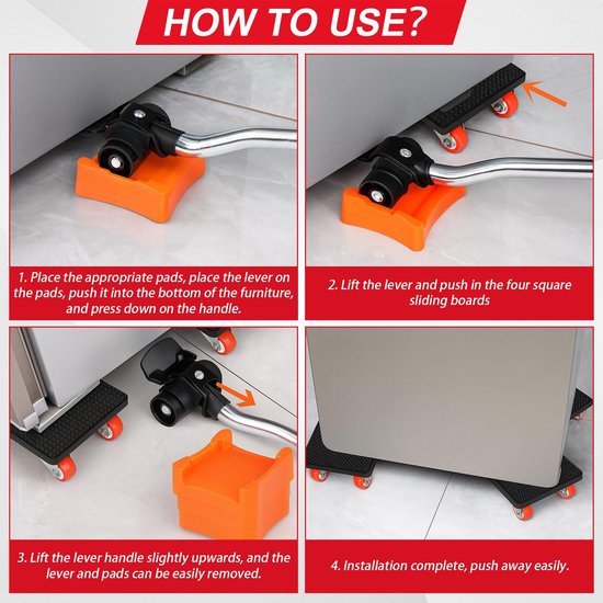 Ibenzoa® Meubeltransportset met 360 graden draaibare wielen voor zware objecten