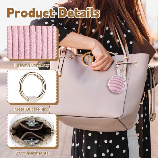 Ibenzoa® Compacte en stijlvolle sieradenetui voor dames in beige en roze