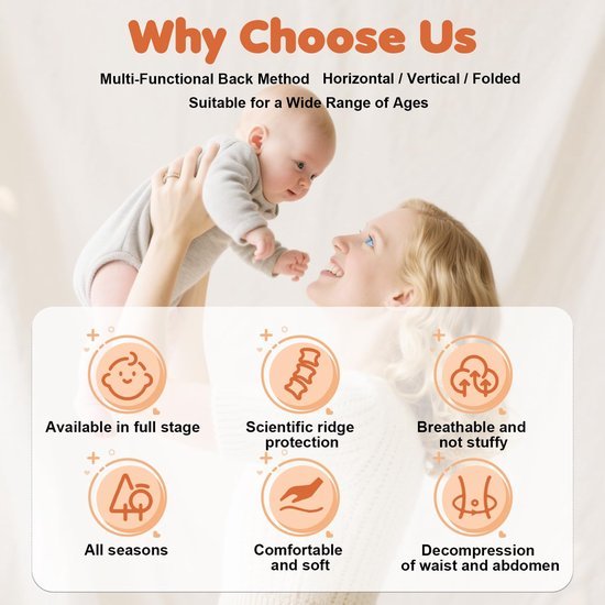 Ibenzoa® Ergonomische en lichte babydrager voor pasgeborenen van 3-25 kg