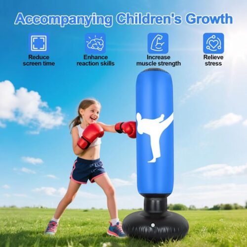 Ibenzoa® Opblaasbare Boksset voor Kinderen met Handschoenen en Pomp, 160 cm, Geschikt voor Karate en Taekwondo