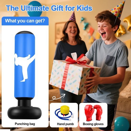 Ibenzoa® Opblaasbare Boksset voor Kinderen met Handschoenen en Pomp, 160 cm, Geschikt voor Karate en Taekwondo