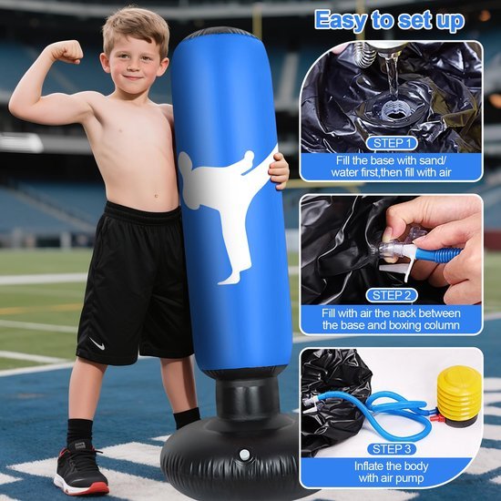 Ibenzoa® Opblaasbare Boksset voor Kinderen met Handschoenen en Pomp, 160 cm, Geschikt voor Karate en Taekwondo