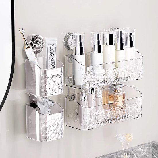 Ibenzoa® Handige doucheopslag met zuignap en scheermeshouder zonder boren