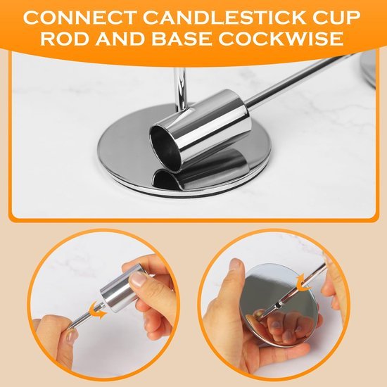 Ibenzoa® Zesdelige set zilverkleurige kandelaren voor feestelijke tafeldecoratie