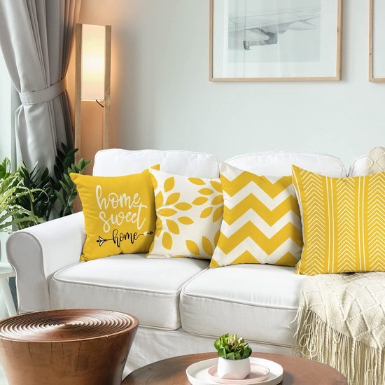Ibenzoa® Set van 4 decoratieve kussenhoezen 50x50 cm voor binnen en buiten