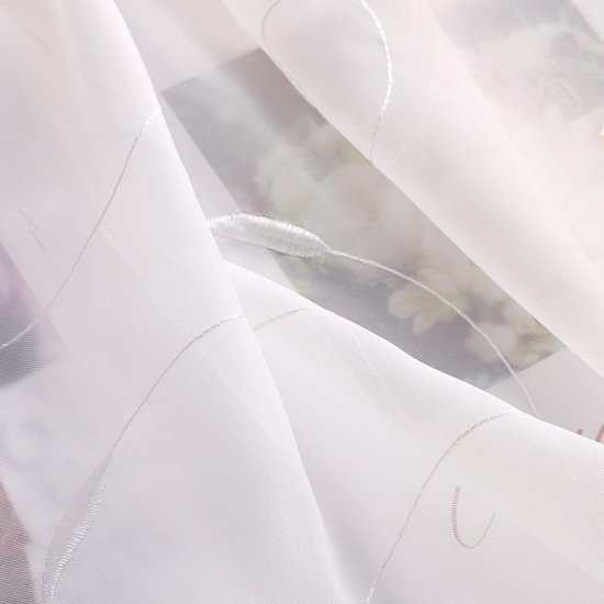 Ibenzoa® Elegante geborduurde gordijn met bladerenpatroon en lussen 140x175 cm wit