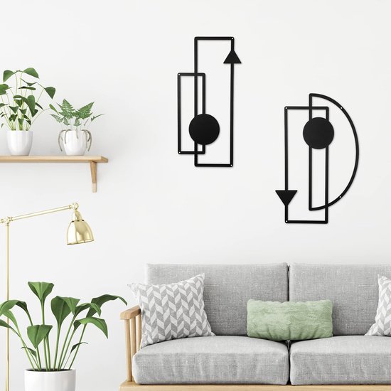 Unyqoos® Twee stuks abstracte metalen wanddecoratie met geometrische vormen