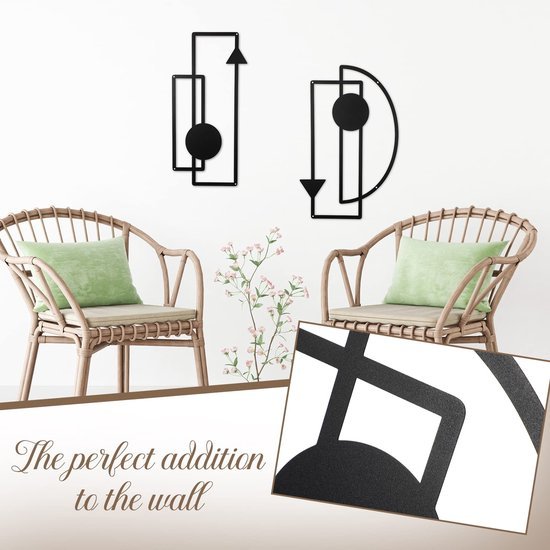 Unyqoos® Twee stuks abstracte metalen wanddecoratie met geometrische vormen