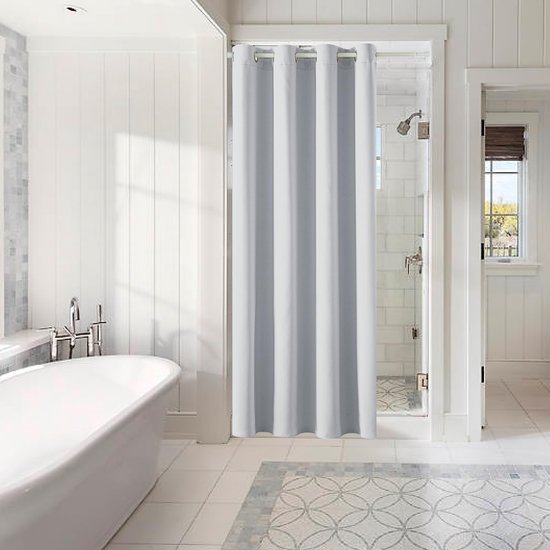 Ibenzoa® Wit deurgordijn met verstelbare stang voor eenvoudige installatie zonder boren