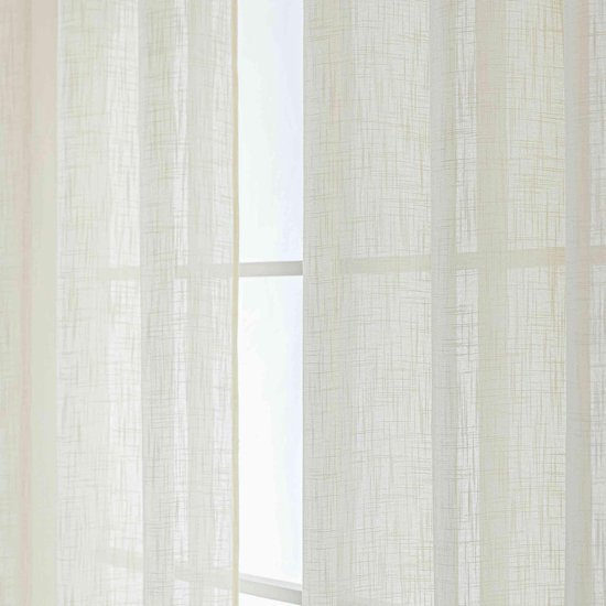 Ibenzoa® Elegante crème gordijn met linnenstructuur en lichtdoorlatendheid