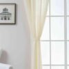 Ibenzoa® Elegante crème gordijn met linnenstructuur en lichtdoorlatendheid