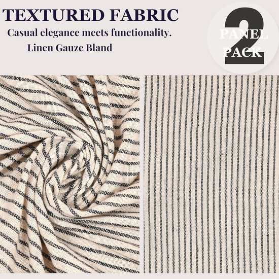 Ibenzoa® Elegante gestreepte gordijnen met lussen voor lichtfiltering in huis