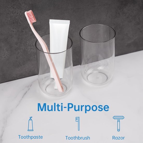 Ibenzoa® Transparante kunststof bekerset voor badkamer en keuken, 3 stuks