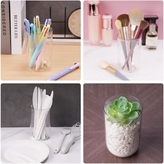 Ibenzoa® Transparante kunststof bekerset voor badkamer en keuken, 3 stuks