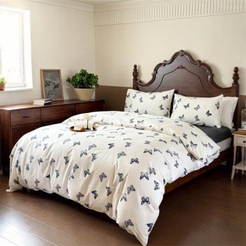 Ibenzoa® Tweerelig vlinder dekbedovertrekset van katoen met ritssluiting 135x200 cm