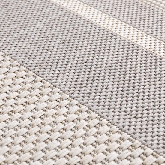 Ibenzoa® Waterbestendig grijs gestreept tapijt voor binnen en buitengebruik