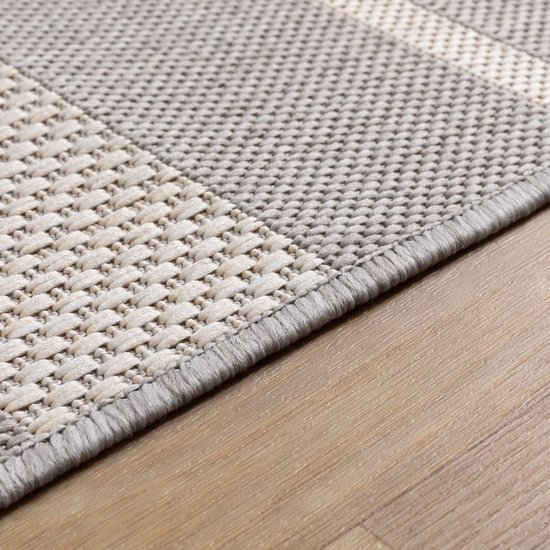 Ibenzoa® Waterbestendig grijs gestreept tapijt voor binnen en buitengebruik