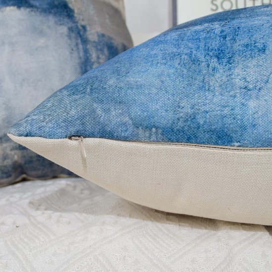 Ibenzoa® Set van 4 decoratieve kussenslopen in blauwgrijze tinten met abstract ontwerp