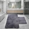 Ibenzoa® Veilige en Absorberende Antraciete Badmatten Set voor Elke Badkamer