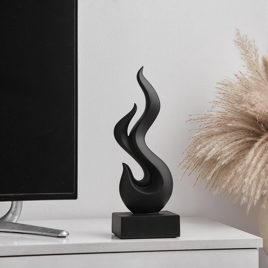Ibenzoa® Abstracte zwarte vlam sculpturen voor stijlvolle huis- en kantoorinrichting