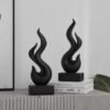 Ibenzoa® Abstracte zwarte vlam sculpturen voor stijlvolle huis- en kantoorinrichting