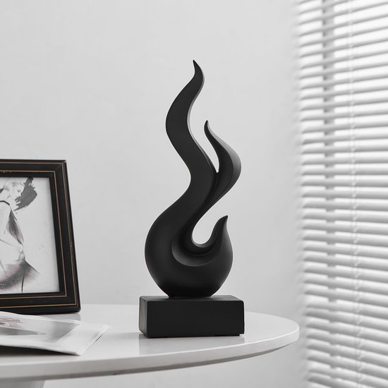 Ibenzoa® Abstracte zwarte vlam sculpturen voor stijlvolle huis- en kantoorinrichting